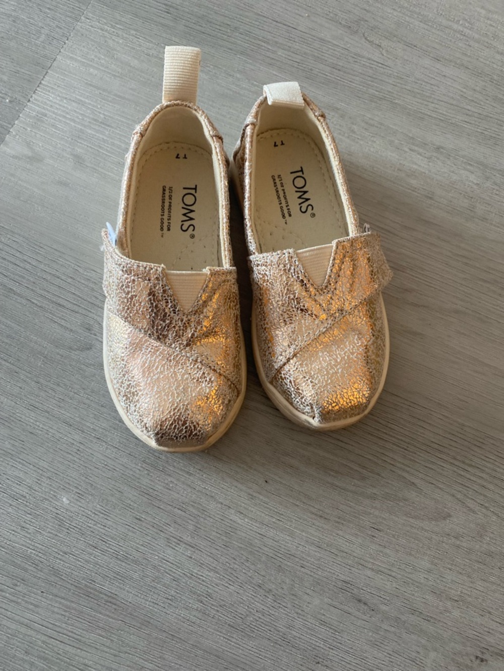 TOMS Kids Metallic Rose Slip-On Sneakers